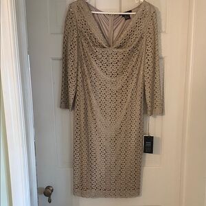 Etcetera Beige Lace Long Sleeve Dress